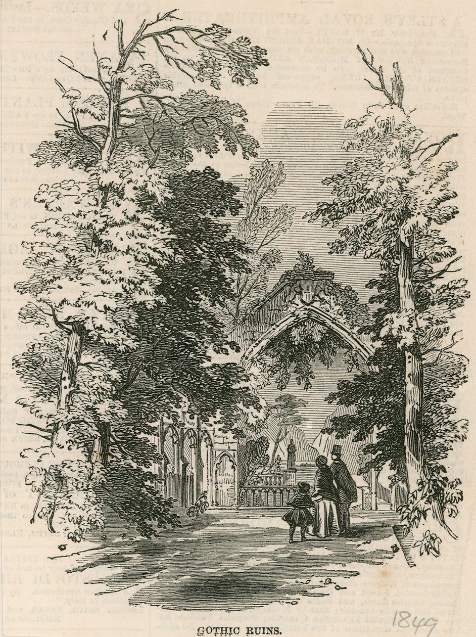 Vauxhall Gardens, Londyn: gotyckie ruiny autorstwa English School