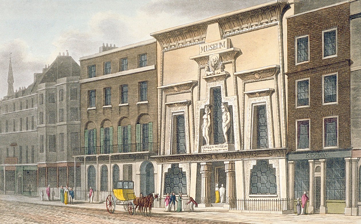 Widok na Muzeum Bullocks, Piccadilly, 1815 autorstwa English School