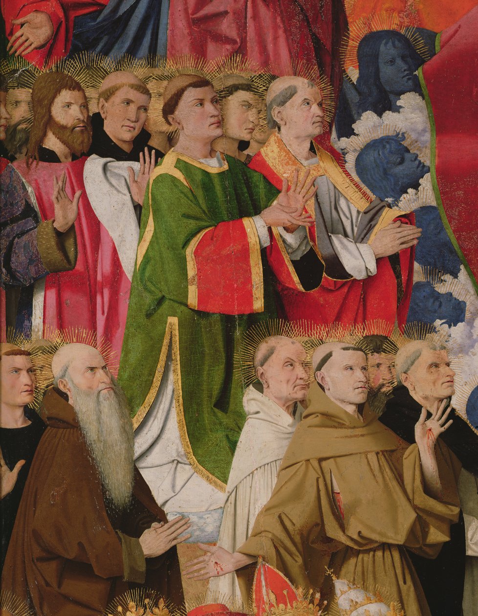 Wybrani urzędnicy i duchowni, fragment Koronacji Marii, 1453-54 autorstwa Enguerrand Quarton