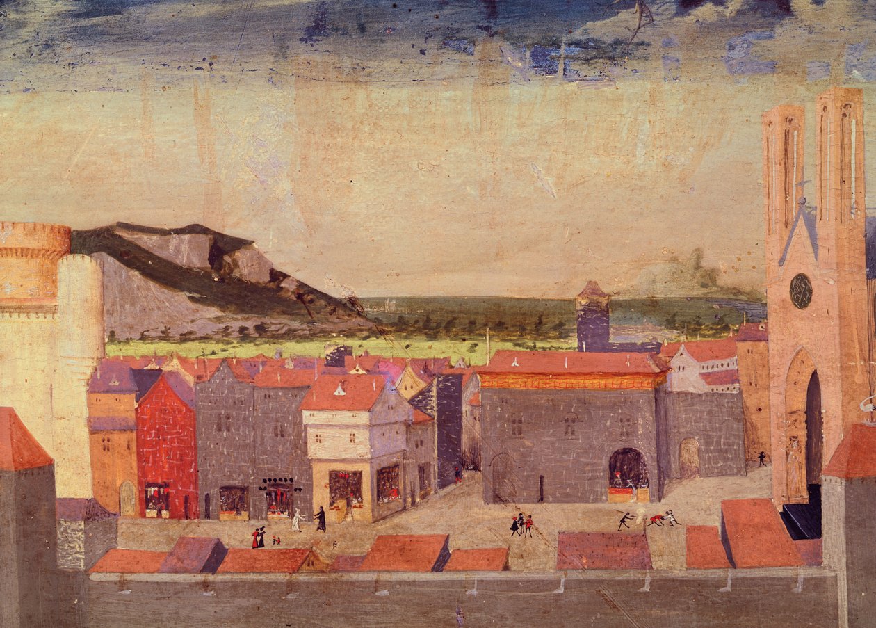 Chartreuse du Val de Bénédiction, plac publiczny, fragment z Koronacji Dziewicy, 1453-54 autorstwa Enguerrand Quarton