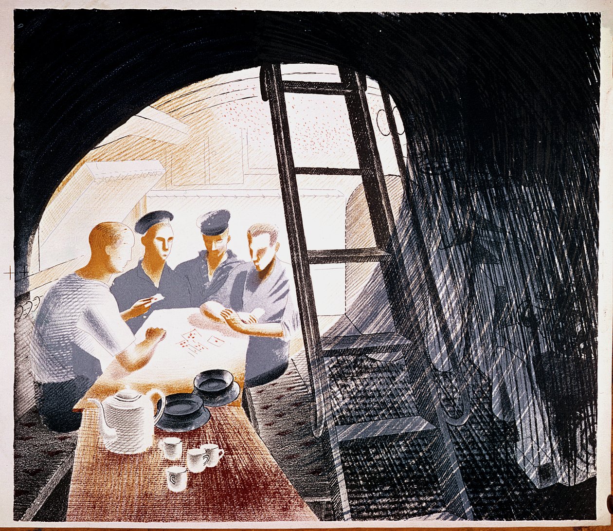 Marynarze grający w karty autorstwa Eric Ravilious
