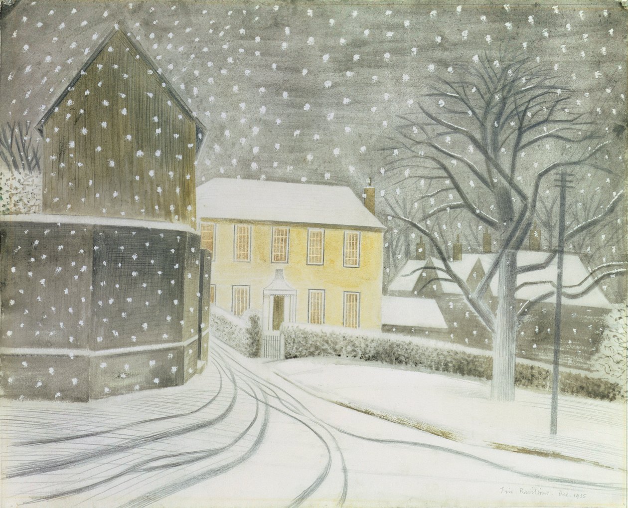 Halstead Road w śniegu autorstwa Eric Ravilious
