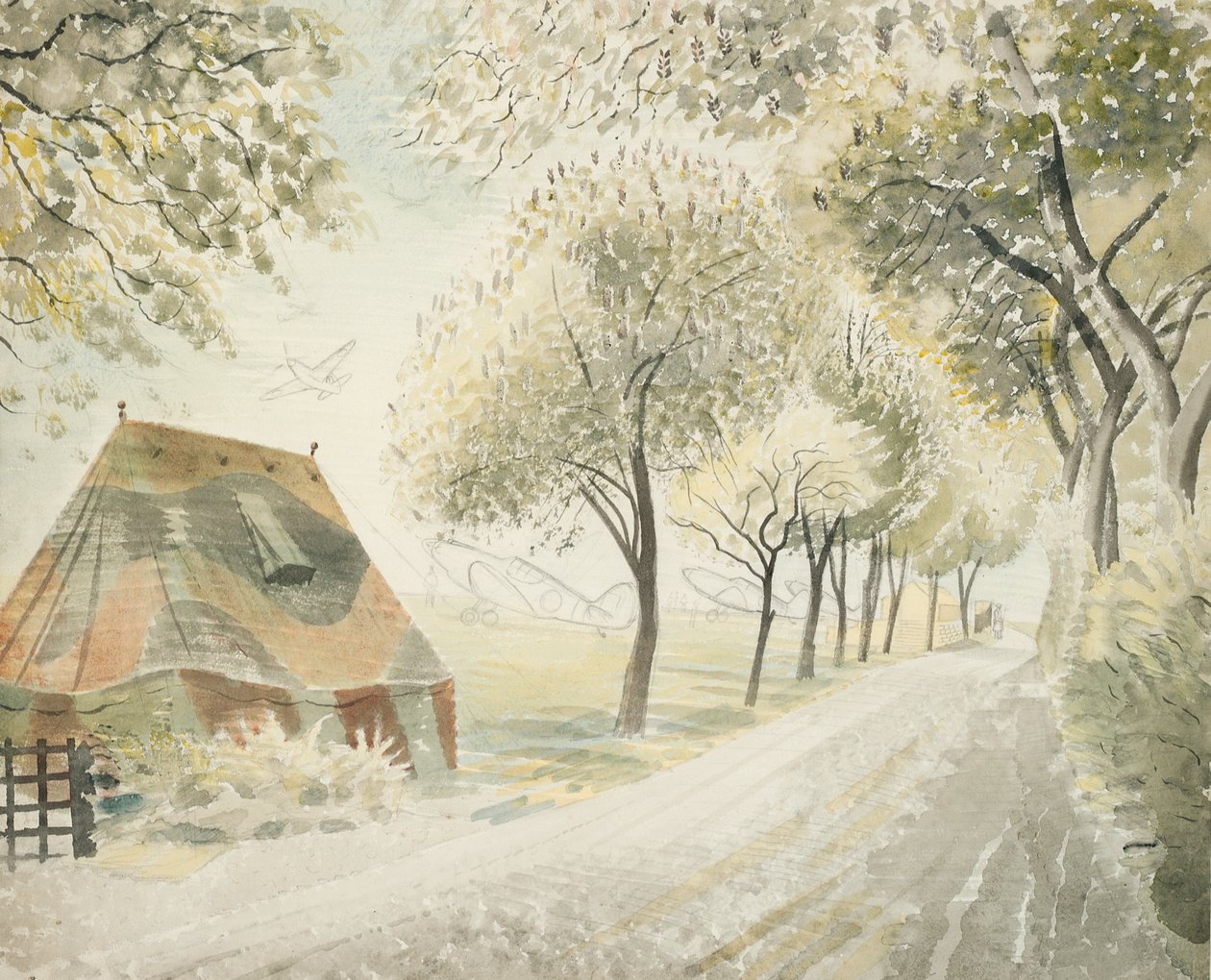 Droga przy lotnisku, ok. 1942 r. autorstwa Eric Ravilious