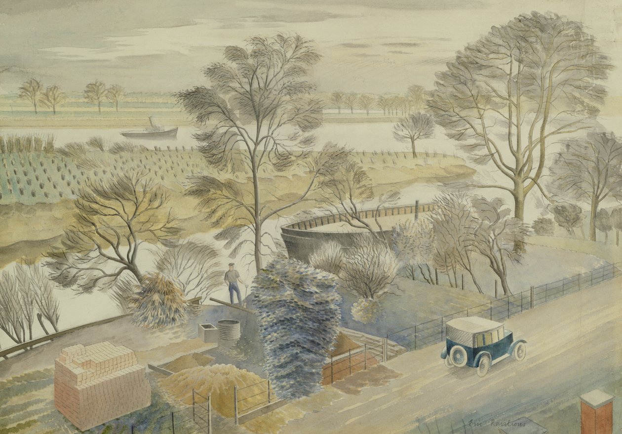 Rzeka Tamiza w Hammersmith autorstwa Eric Ravilious