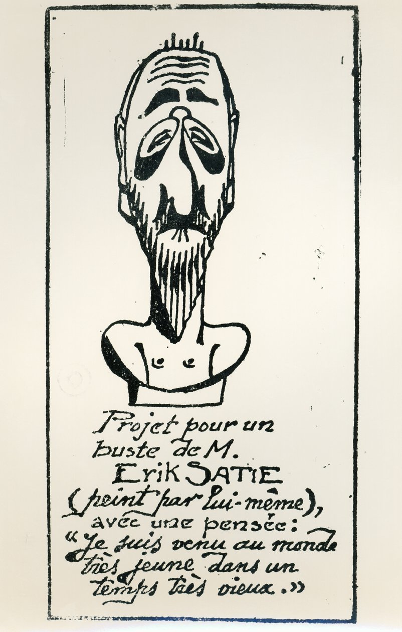 Autoportret, początek XX wieku (pióro i atrament na papierze) autorstwa Erik Satie