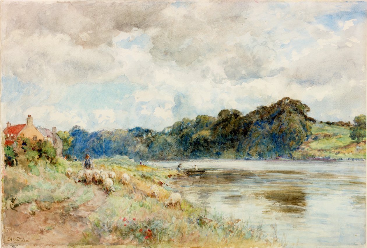 Na Coquet (ołówek i akwarela na desce) autorstwa Ernest Albert Waterlow