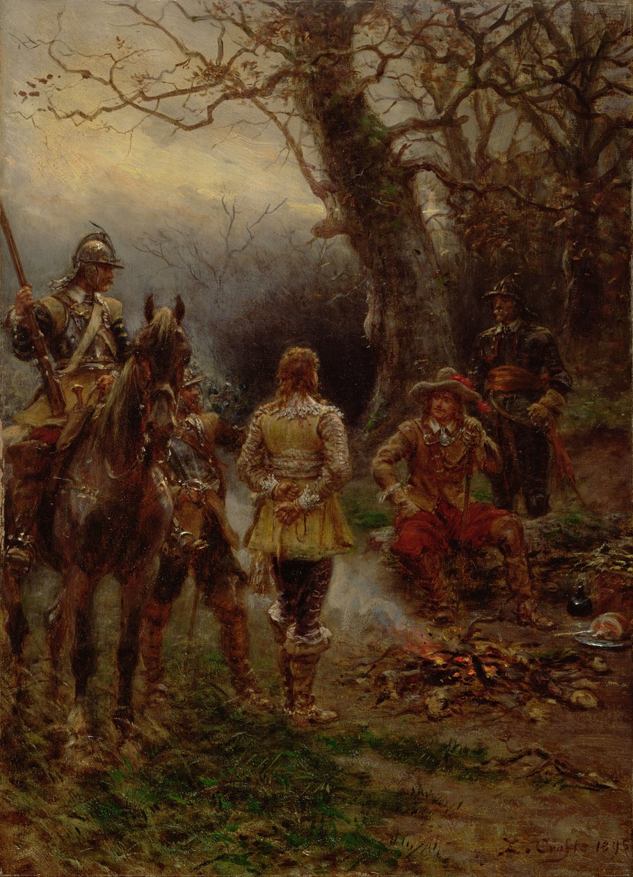 Oliver Cromwell przesłuchujący więźnia, 1895 autorstwa Ernest Crofts