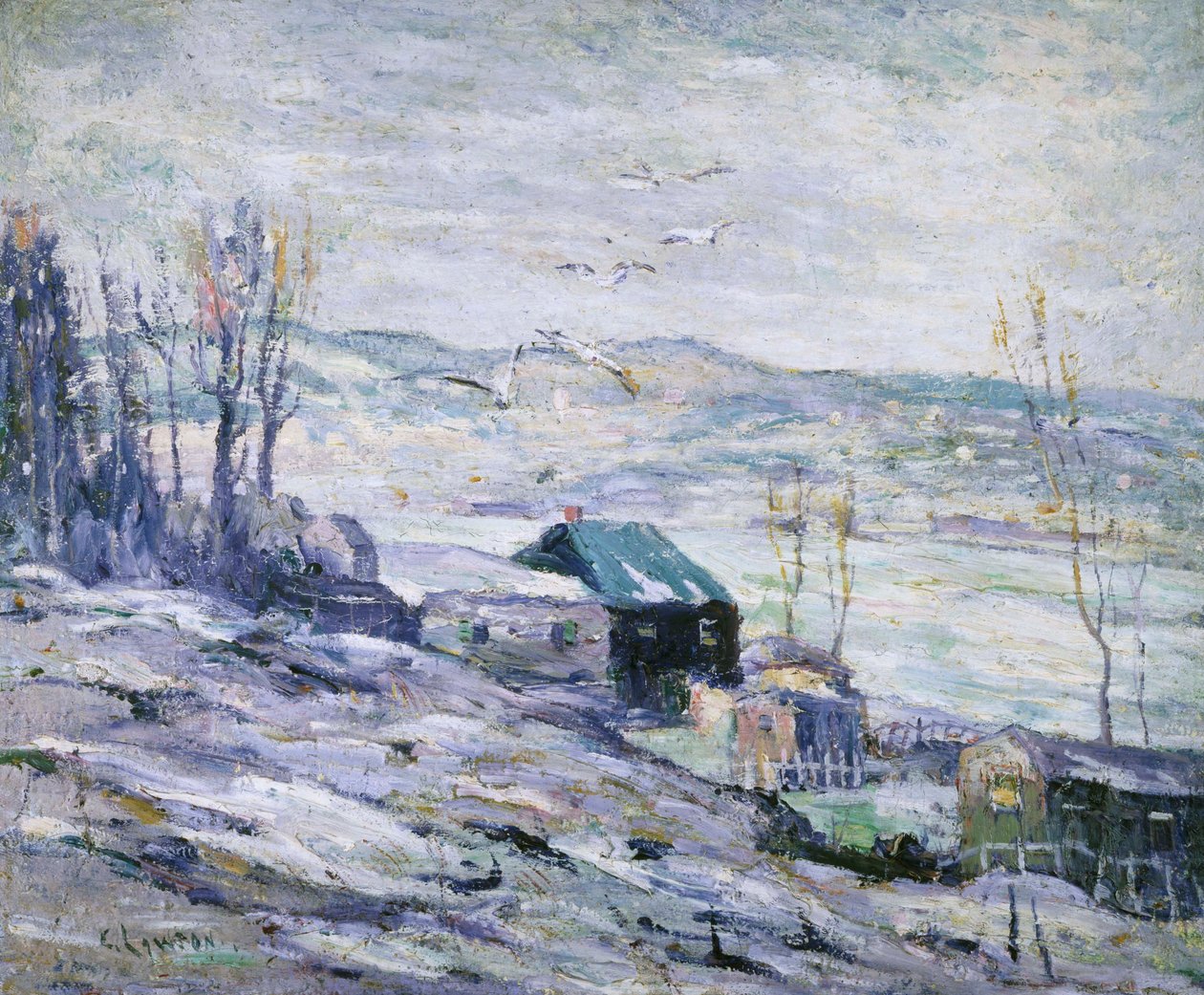 Wietrzny dzień, rzeka Bronx autorstwa Ernest Lawson