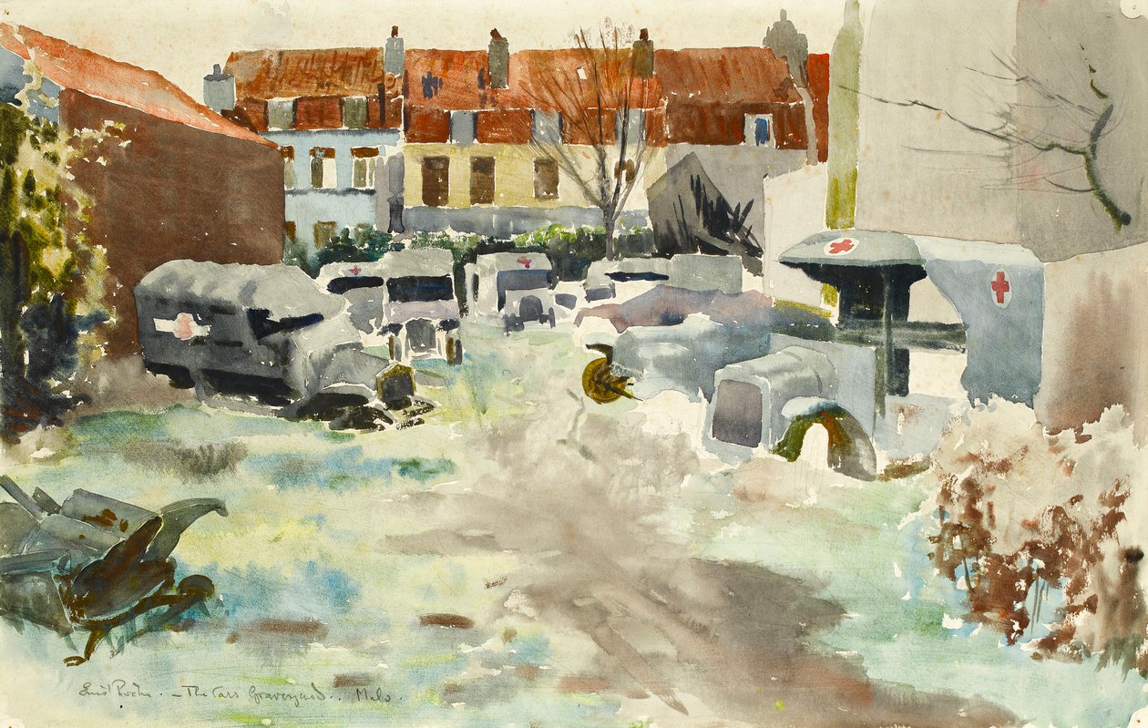 Cmentarz samochodów, Malo, ok. 1919 autorstwa Ernest Procter