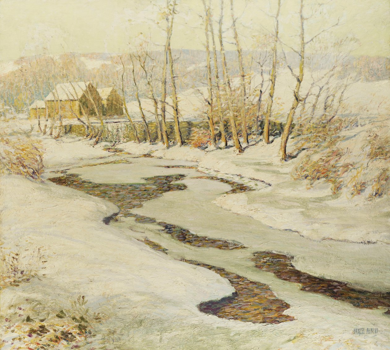 Strumień Młyński (olej na masonicie) autorstwa Ernest Albert
