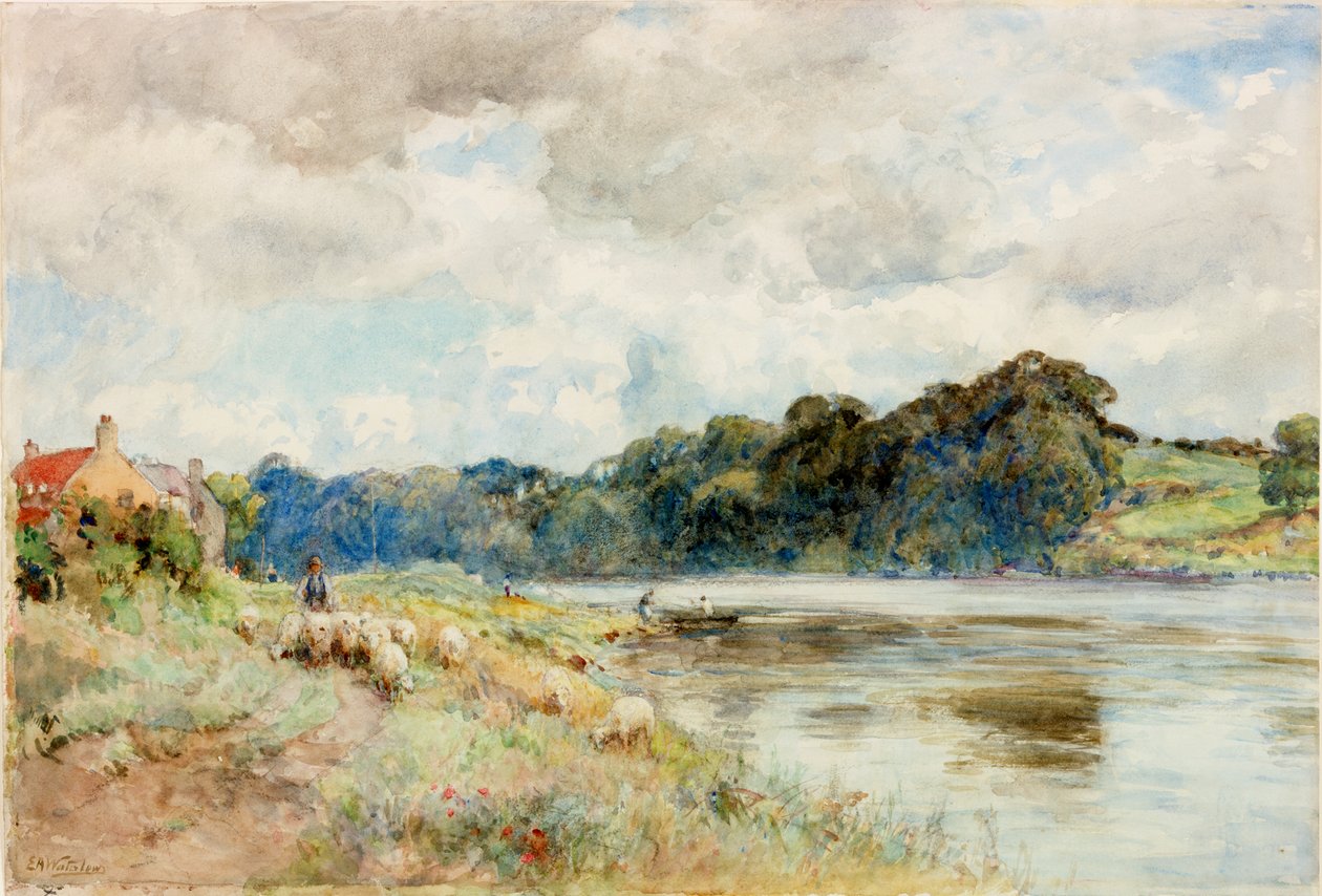 Na kokiecie, ok. 1902 (akwarela) autorstwa Ernest Albert Waterlow