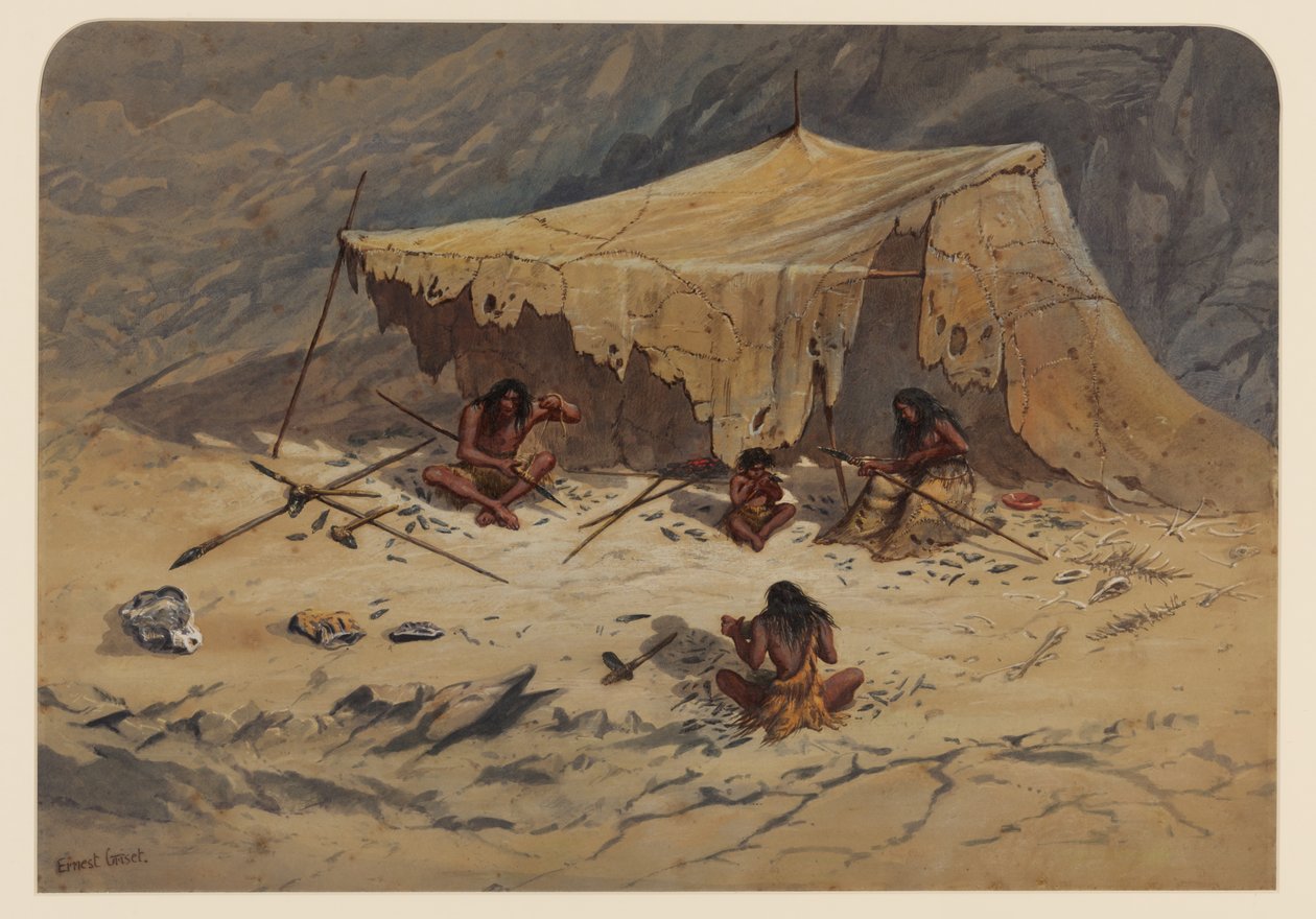 Obóz prehistoryczny, 1871 r. autorstwa Ernest Henry Griset