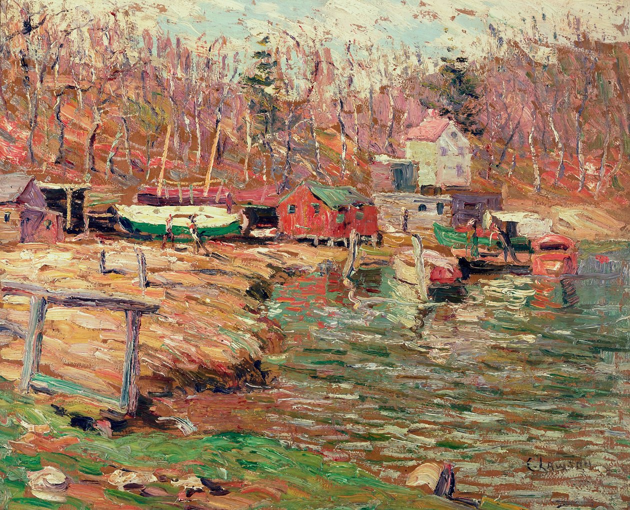 Scena rzeki Harlem (olej na masonit) autorstwa Ernest Lawson