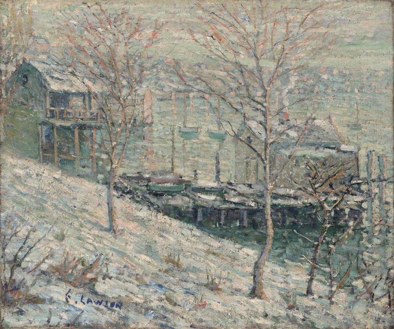 Zimowa scena rzeki Harlem, ok. 1910 r autorstwa Ernest Lawson