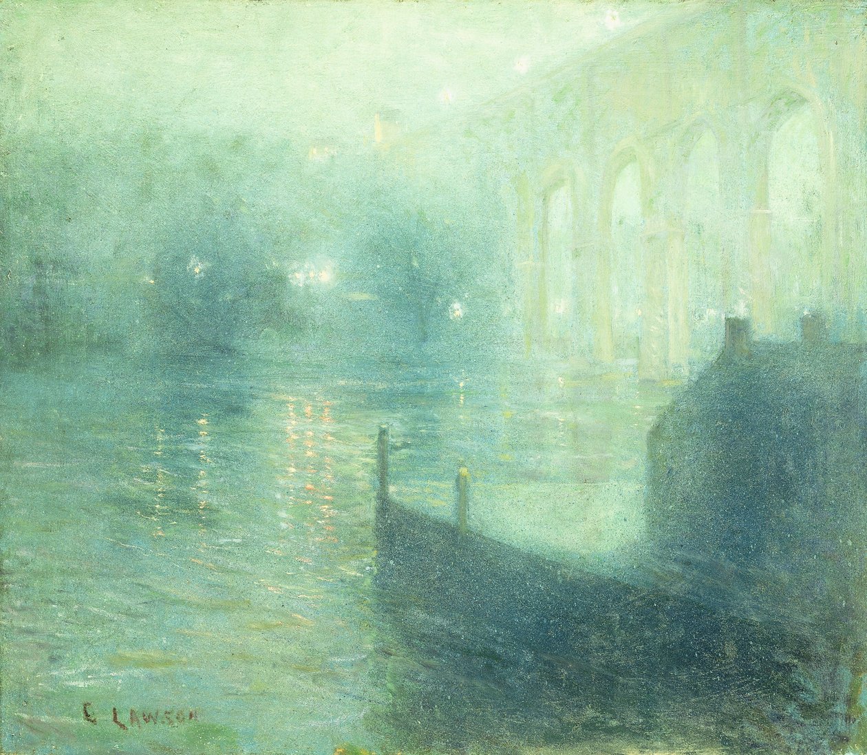 Rzeka Harlem nocą autorstwa Ernest Lawson