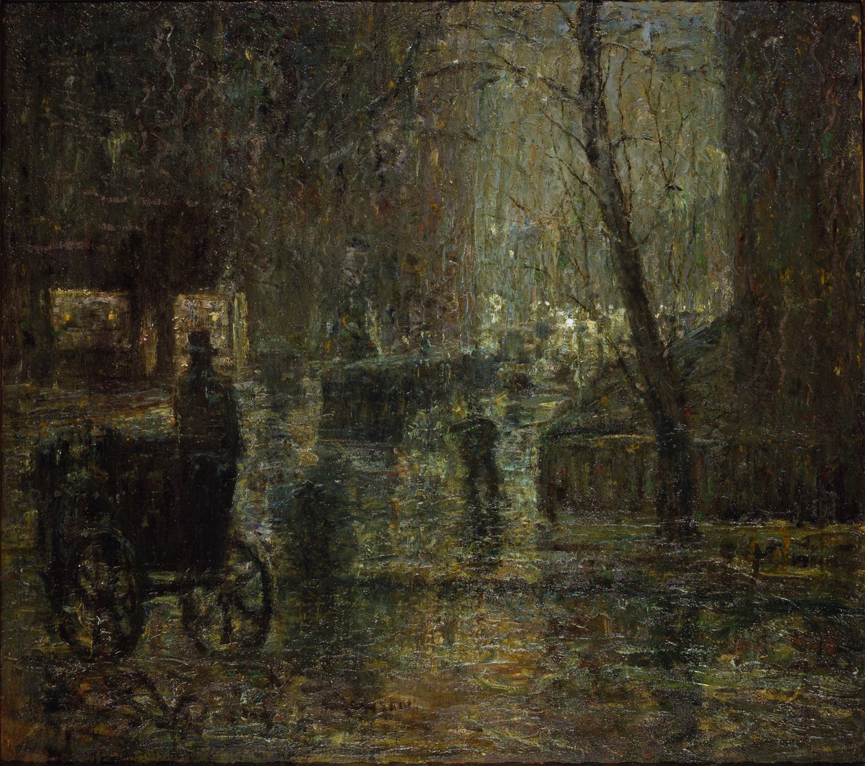 Mokra noc, Gramercy Park (Po deszczu, Nokturn) autorstwa Ernest Lawson