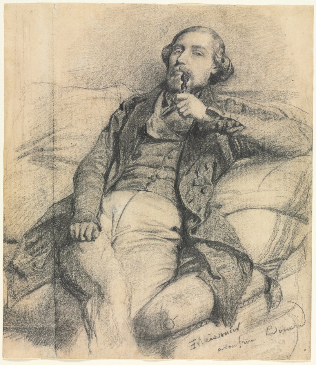 Mężczyzna palący, XIX wiek. autorstwa Jean Louis Ernest Meissonier
