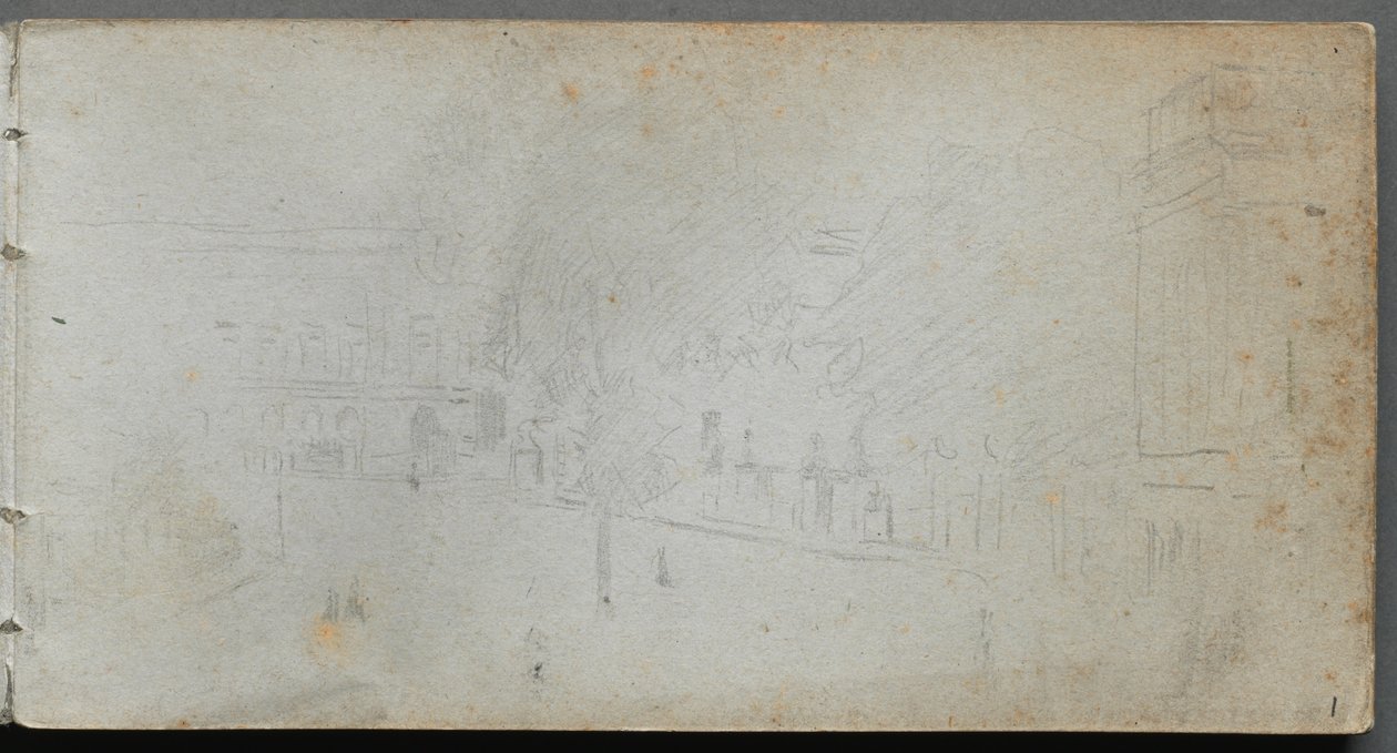 Szkicownik, strona 01: Scena uliczna, 1905-10. autorstwa Jean Louis Ernest Meissonier