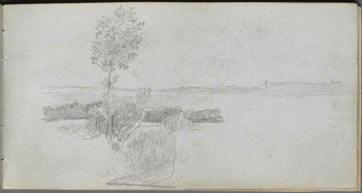 Szkicownik, strona 28: Studium krajobrazu autorstwa Ernest Meissonier