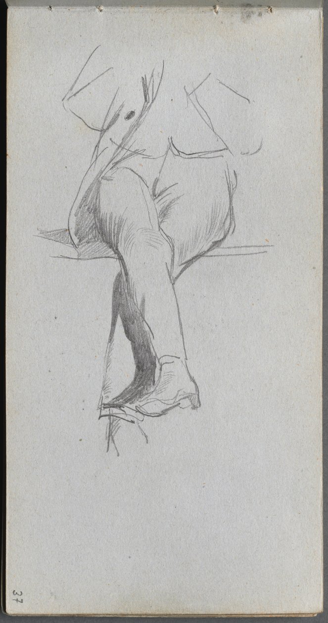 Szkicownik, strona 37: Studium postaci, skrzyżowane nogi. autorstwa Jean Louis Ernest Meissonier