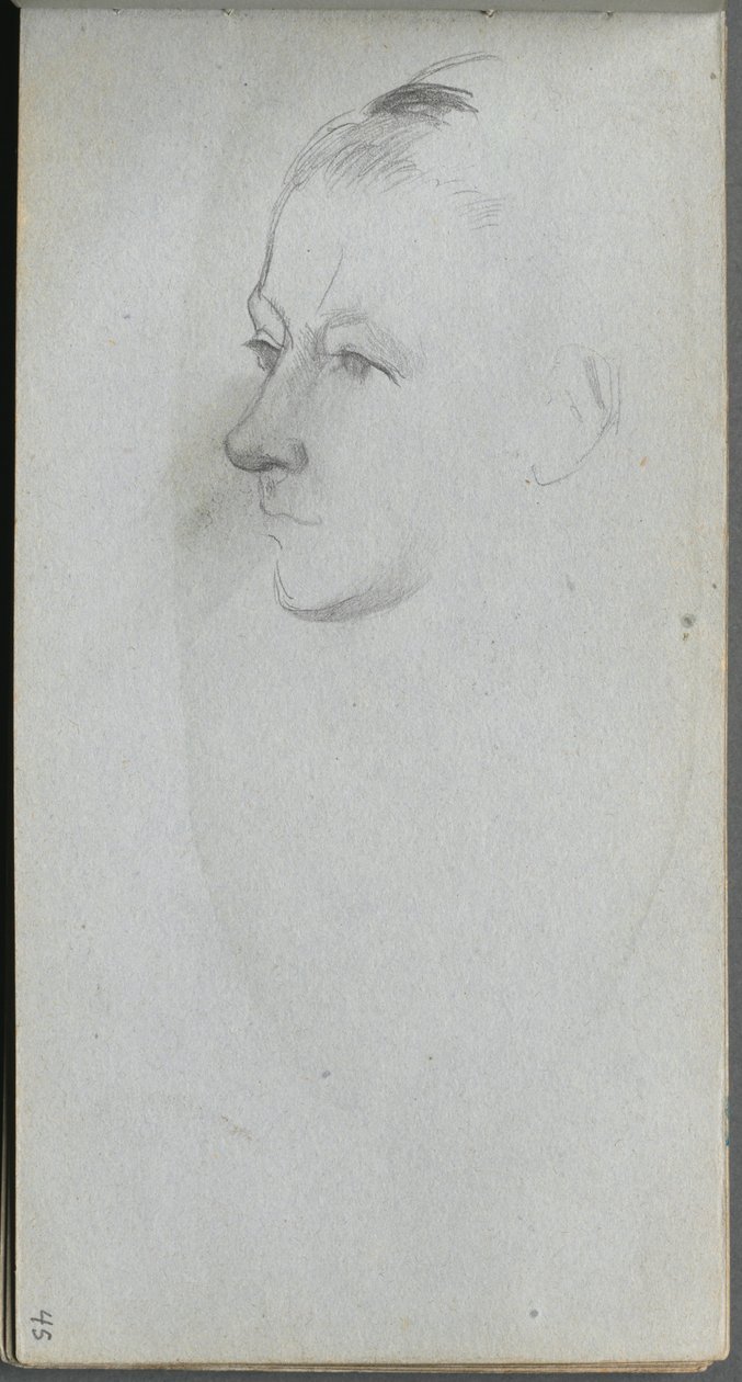 Szkicownik, strona 45: Twarz kobiety, widok 3/4 autorstwa Ernest Meissonier