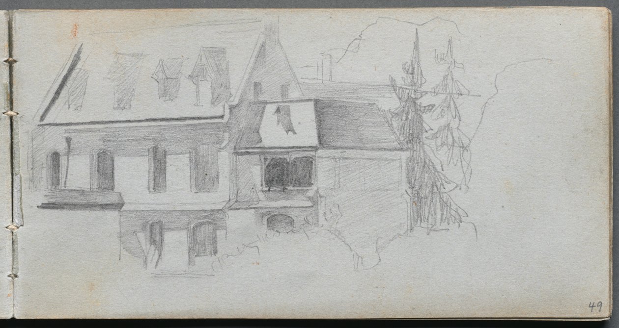 Szkicownik, strona 49: Studium architektoniczne. autorstwa Jean Louis Ernest Meissonier