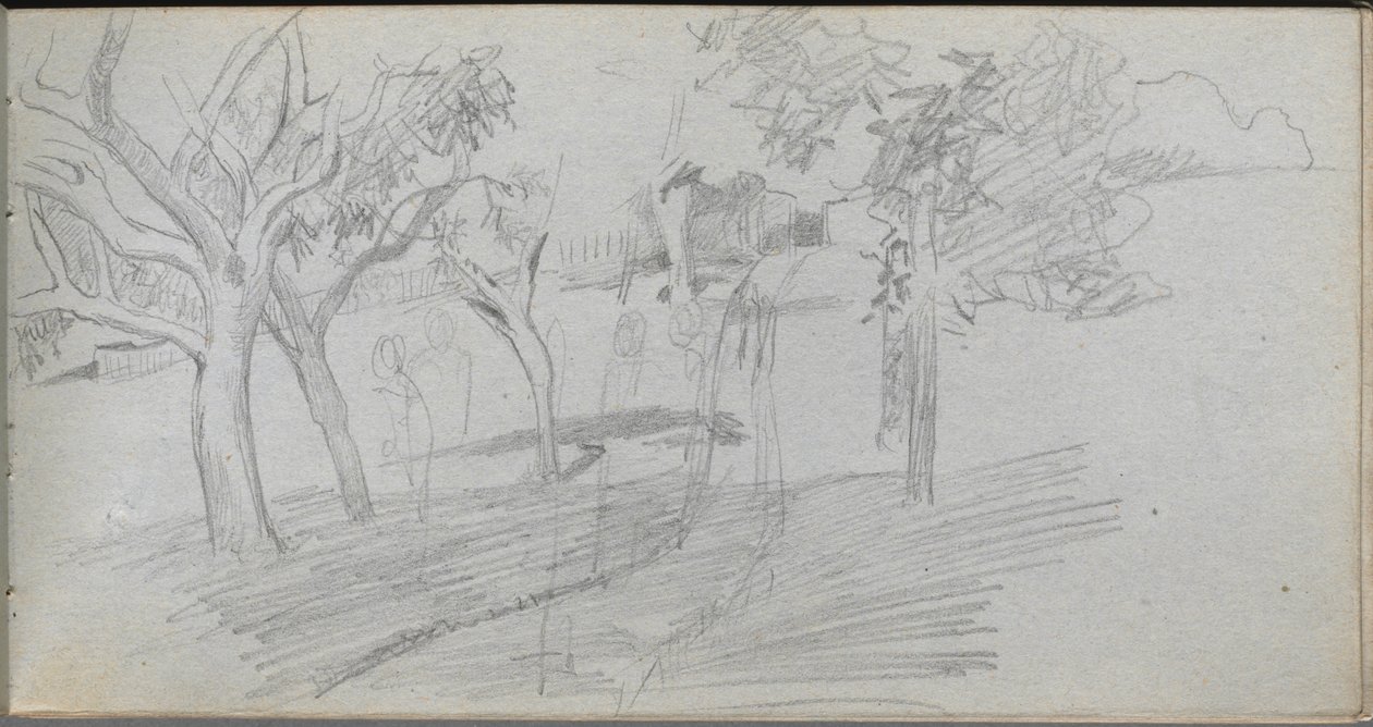 Szkicownik, strona 74: Studium krajobrazu autorstwa Ernest Meissonier