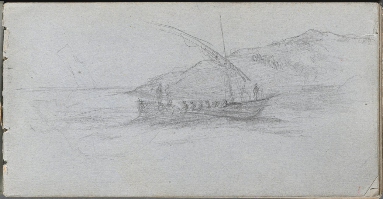 Szkicownik, strona 88: Pejzaż morski i postać. autorstwa Jean Louis Ernest Meissonier