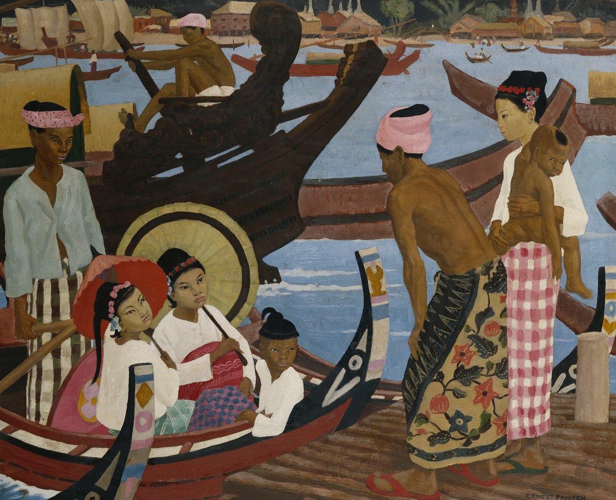 Przeprawa przez rzekę, Birma autorstwa Ernest Procter