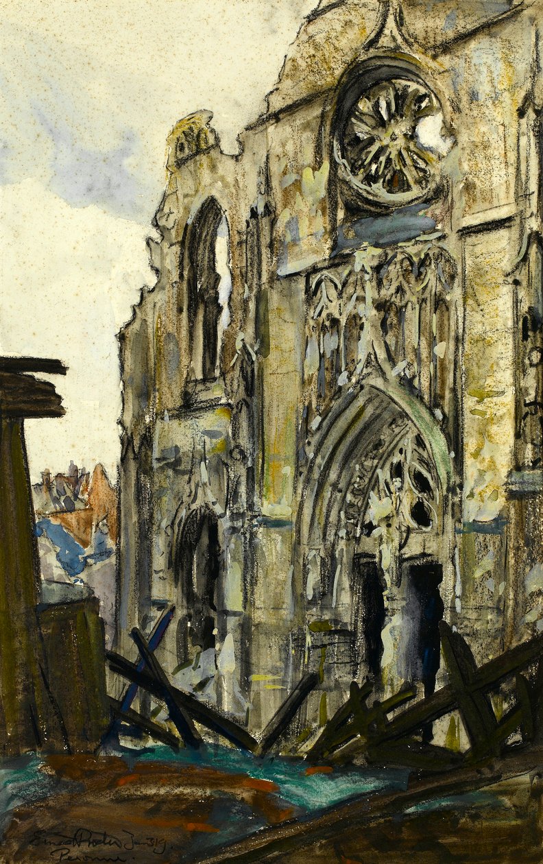 Peronne, 3.1.1919 (kredka i gwasz na papierze) autorstwa Ernest Procter
