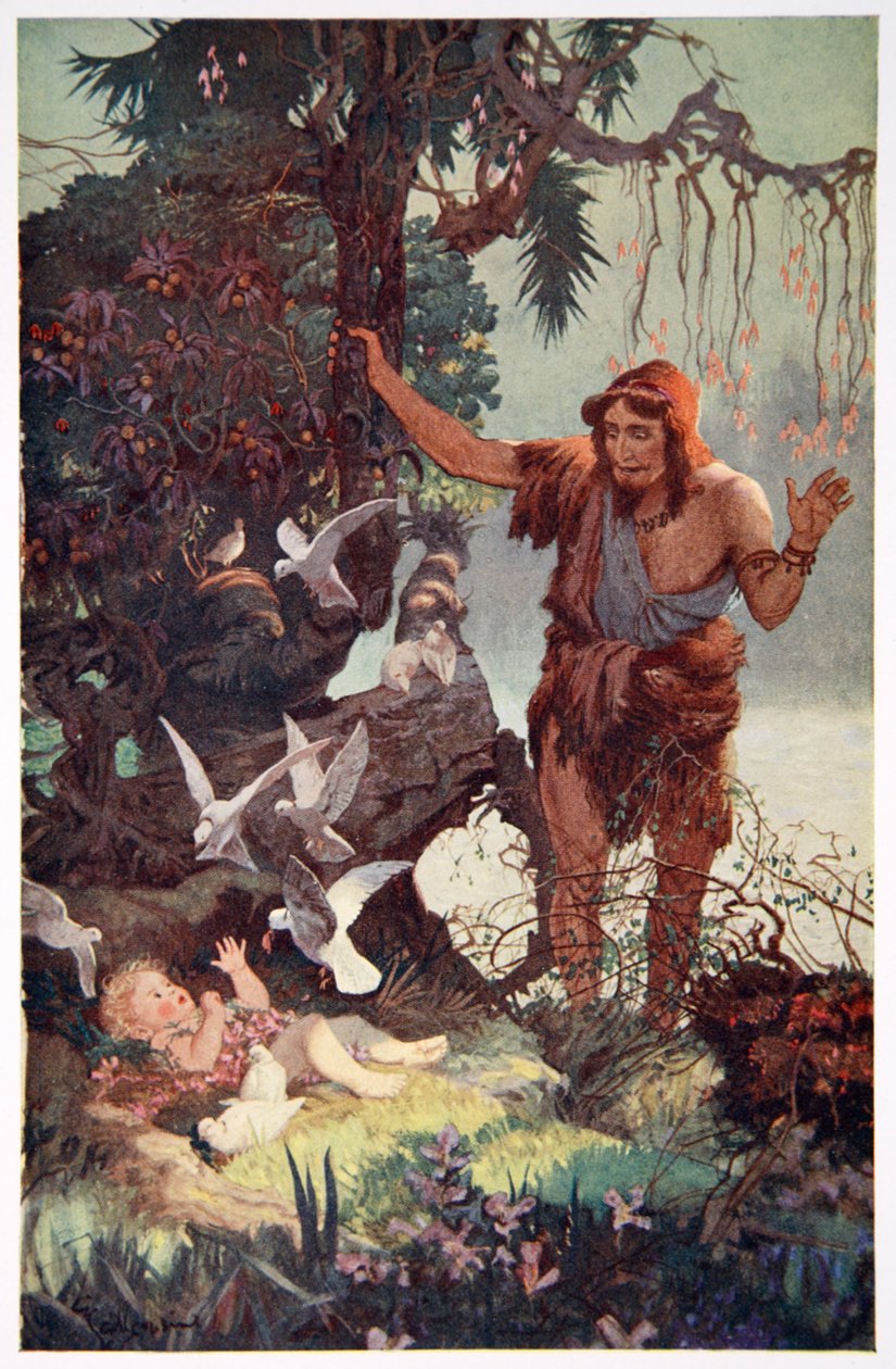 „Pasterz odnajduje niemowlę Semiramus”, 1915. autorstwa Ernest Wellcousins