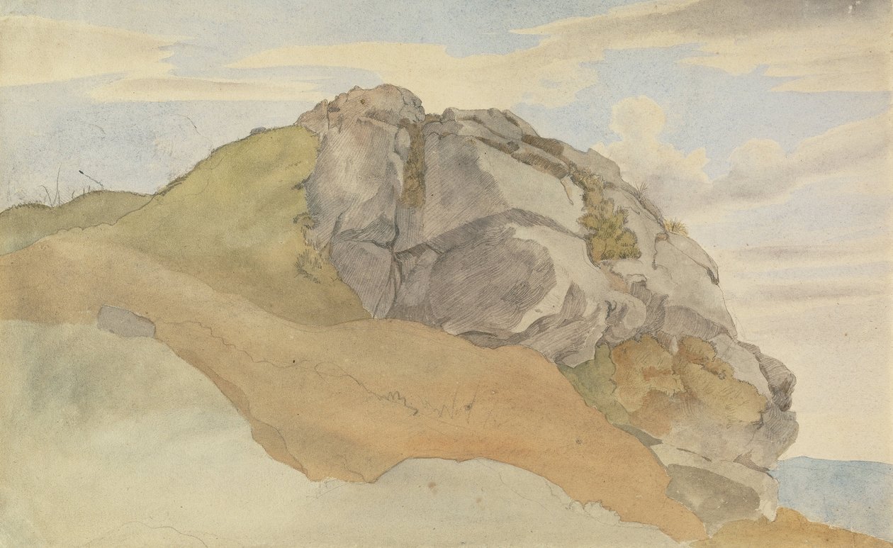 Rocky Outcropping (recto), Rocky Forest z wózkami (verso) autorstwa Ernst Ferdinand Oehme