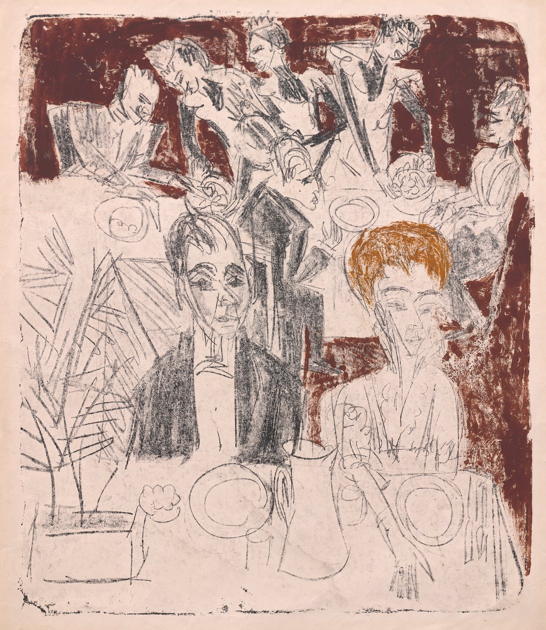 Przy stole. autorstwa Ernst Ludwig Kirchner