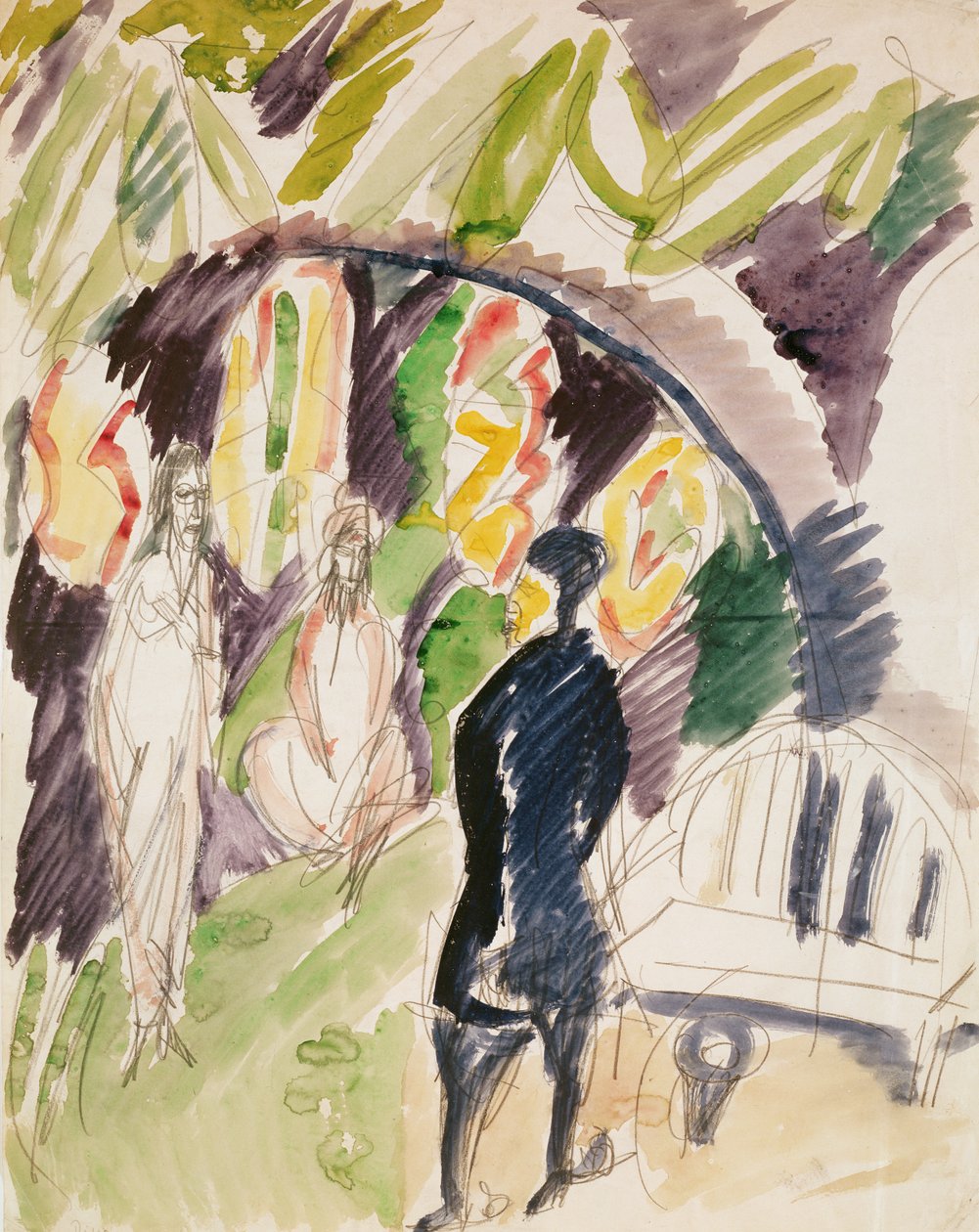 Divan (Kanapa) 1912-14 (wc i ołówek na papierze) autorstwa Ernst Ludwig Kirchner