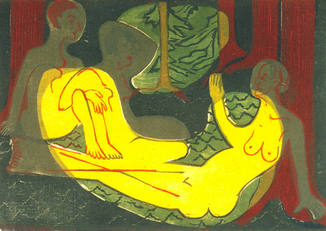 Trzy akty w lesie autorstwa Ernst Ludwig Kirchner
