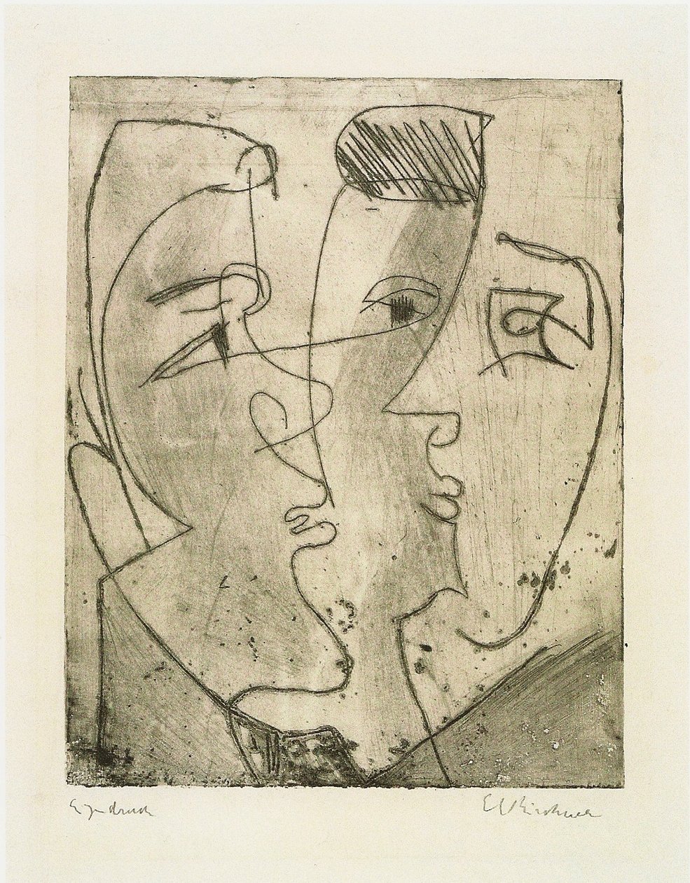 Trzy twarze autorstwa Ernst Ludwig Kirchner