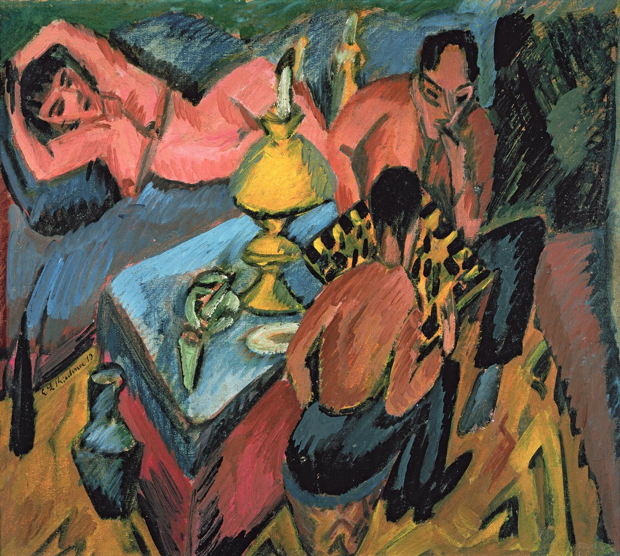 Otto Muller (1874-1930) Gra w szachy, 1913 autorstwa Ernst Ludwig Kirchner
