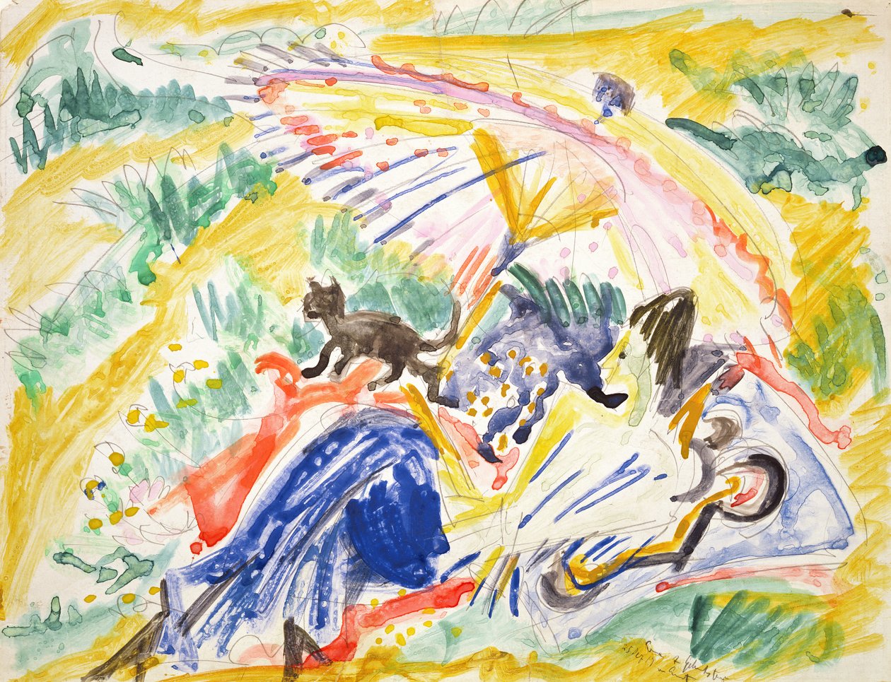 Opalanie, 1919 (wc nad ołówkiem na papierze) autorstwa Ernst Ludwig Kirchner