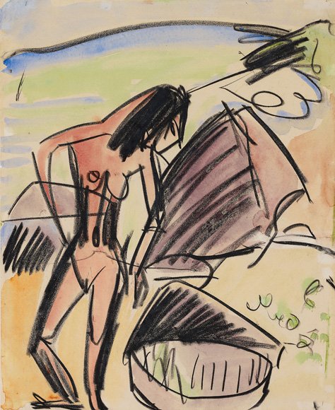 Naga kobieta na plaży autorstwa Ernst Ludwig Kirchner