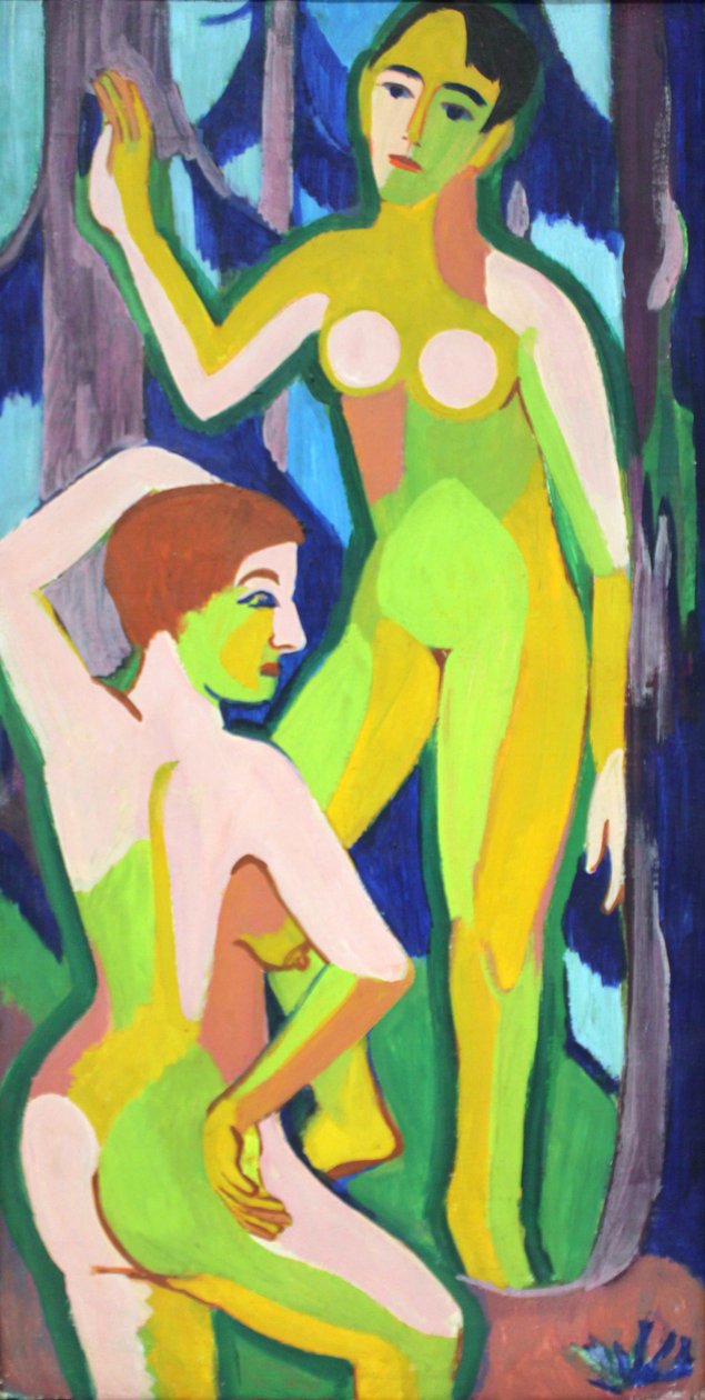 Dwa akty w lesie autorstwa Ernst Ludwig Kirchner