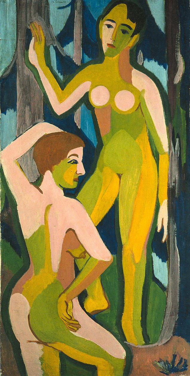 Dwa akty w lesie autorstwa Ernst Ludwig Kirchner