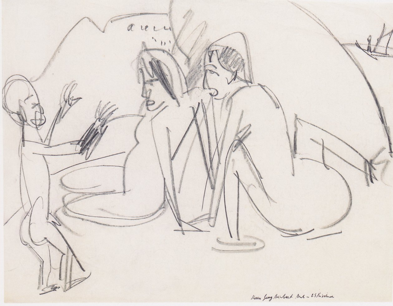 Dwie kobiety i rzeźba na plaży? autorstwa Ernst Ludwig Kirchner
