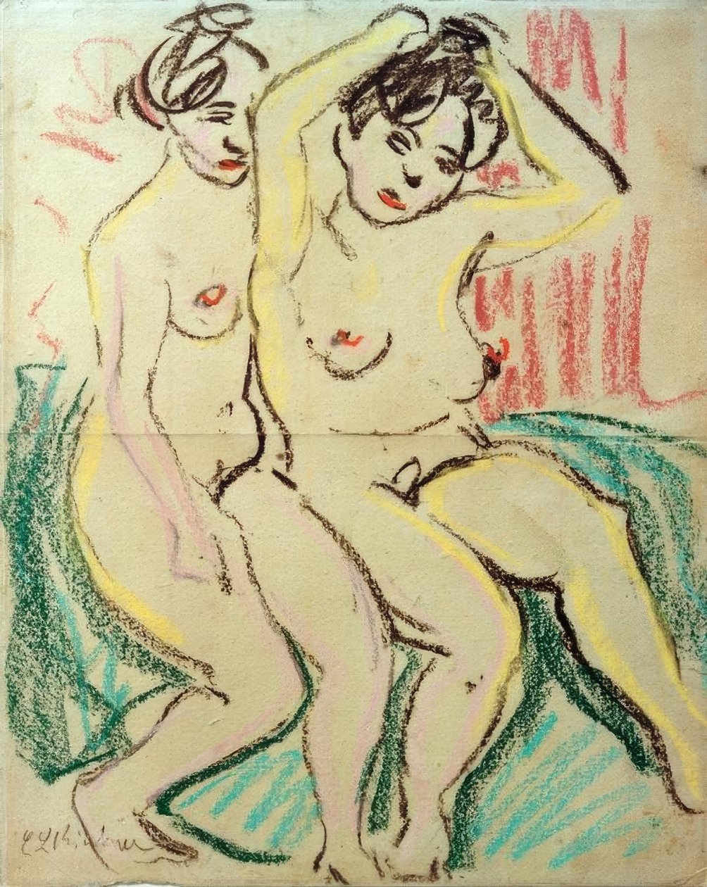 Dwa siedzące akty autorstwa Ernst Ludwig Kirchner