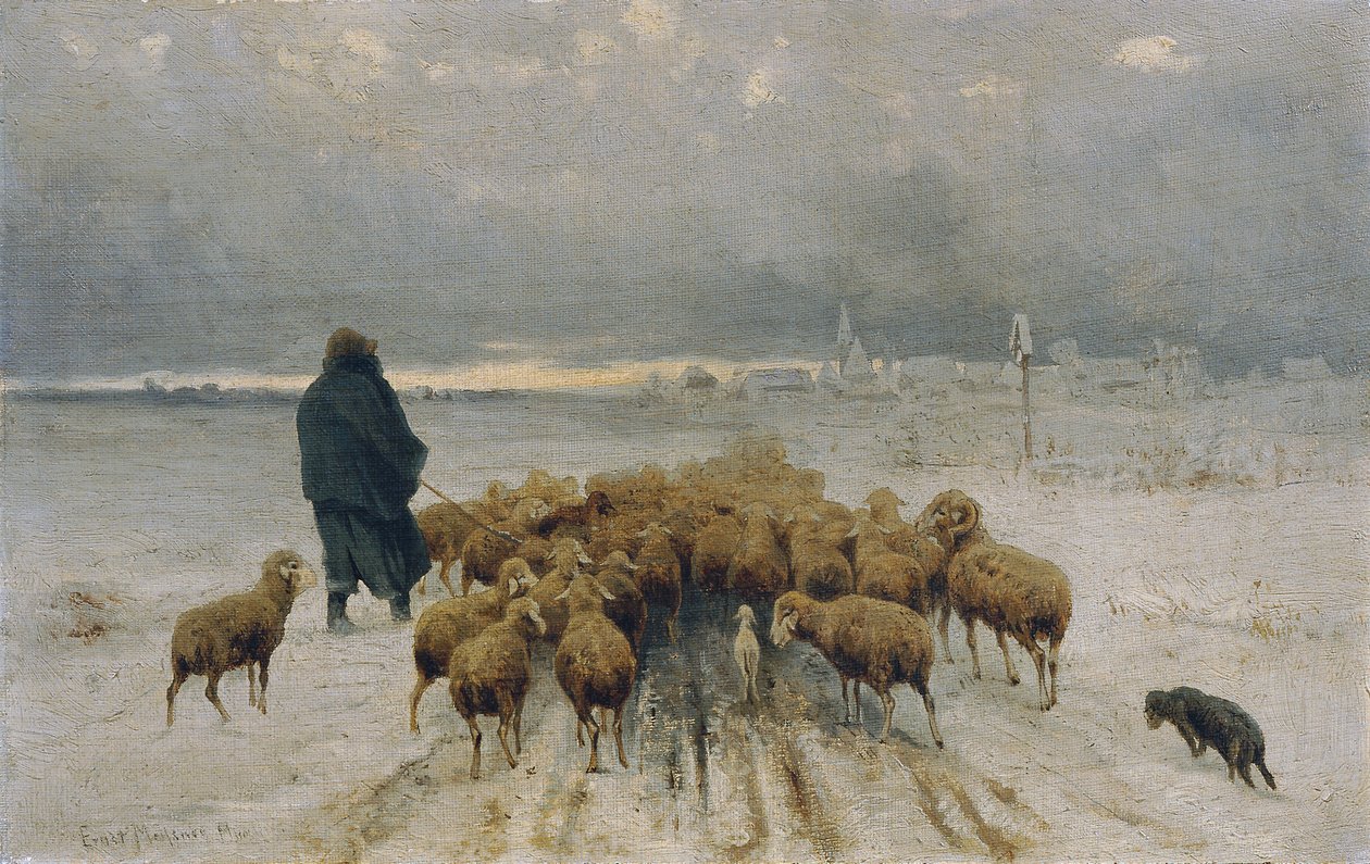 Powracające stado owiec autorstwa Ernst Adolph Meissner