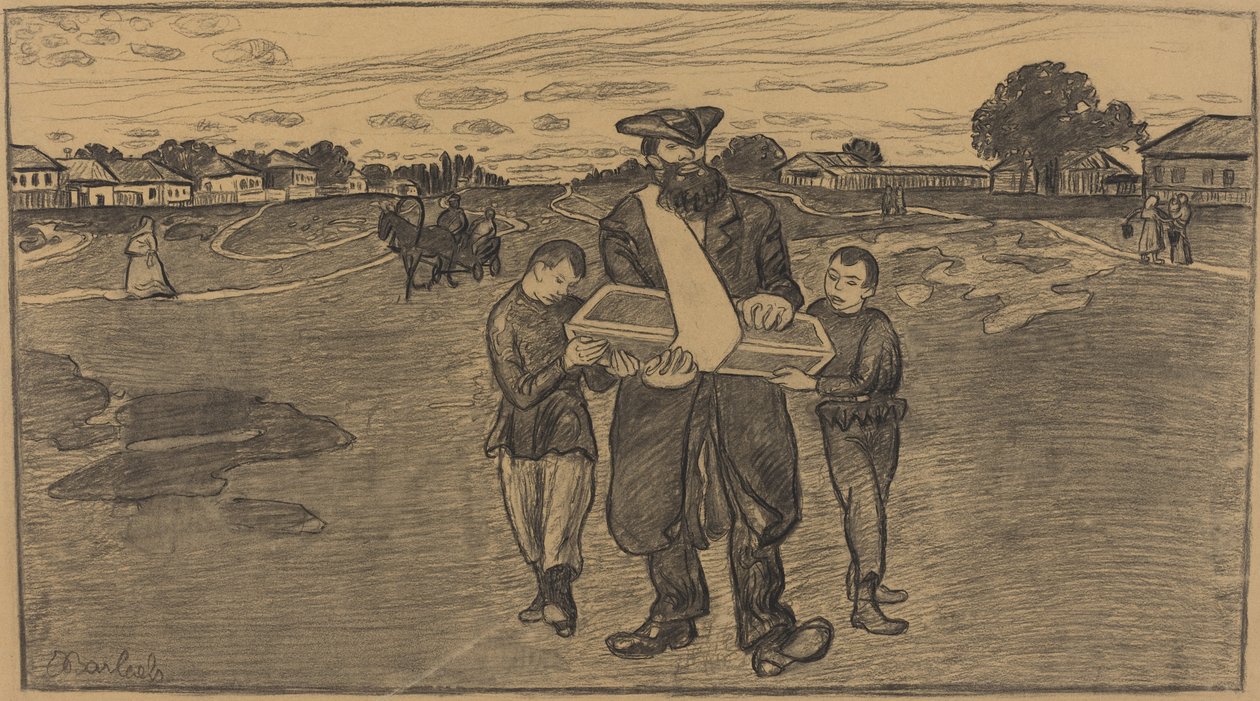 Pogrzeb dziecka w Rosji, 19061907. autorstwa Ernst Barlach
