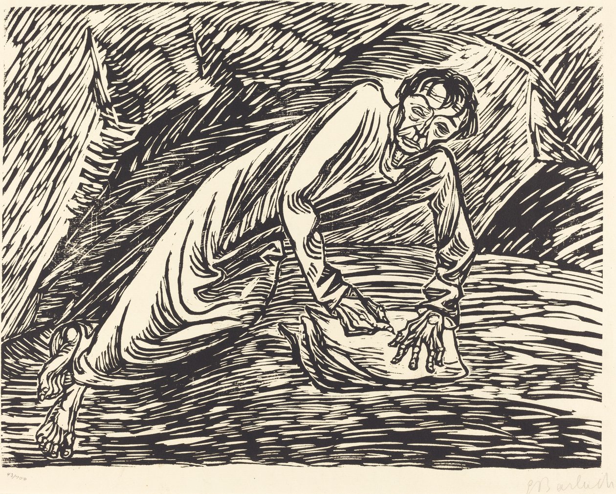 Piszący prorok (św. Jan na Patmos) autorstwa Ernst Barlach