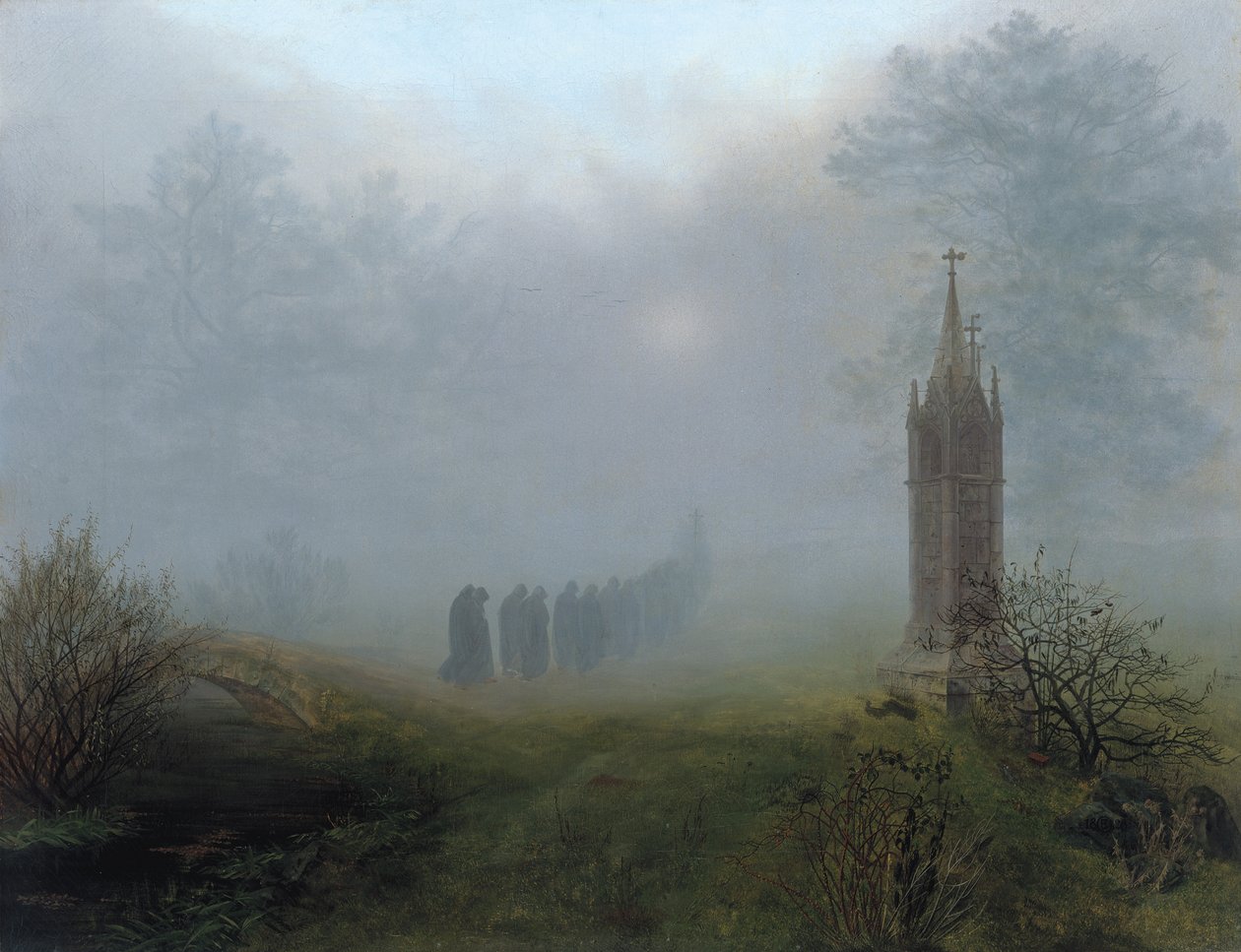 Procesja we mgle, 1828 autorstwa Ernst Ferdinand Oehme