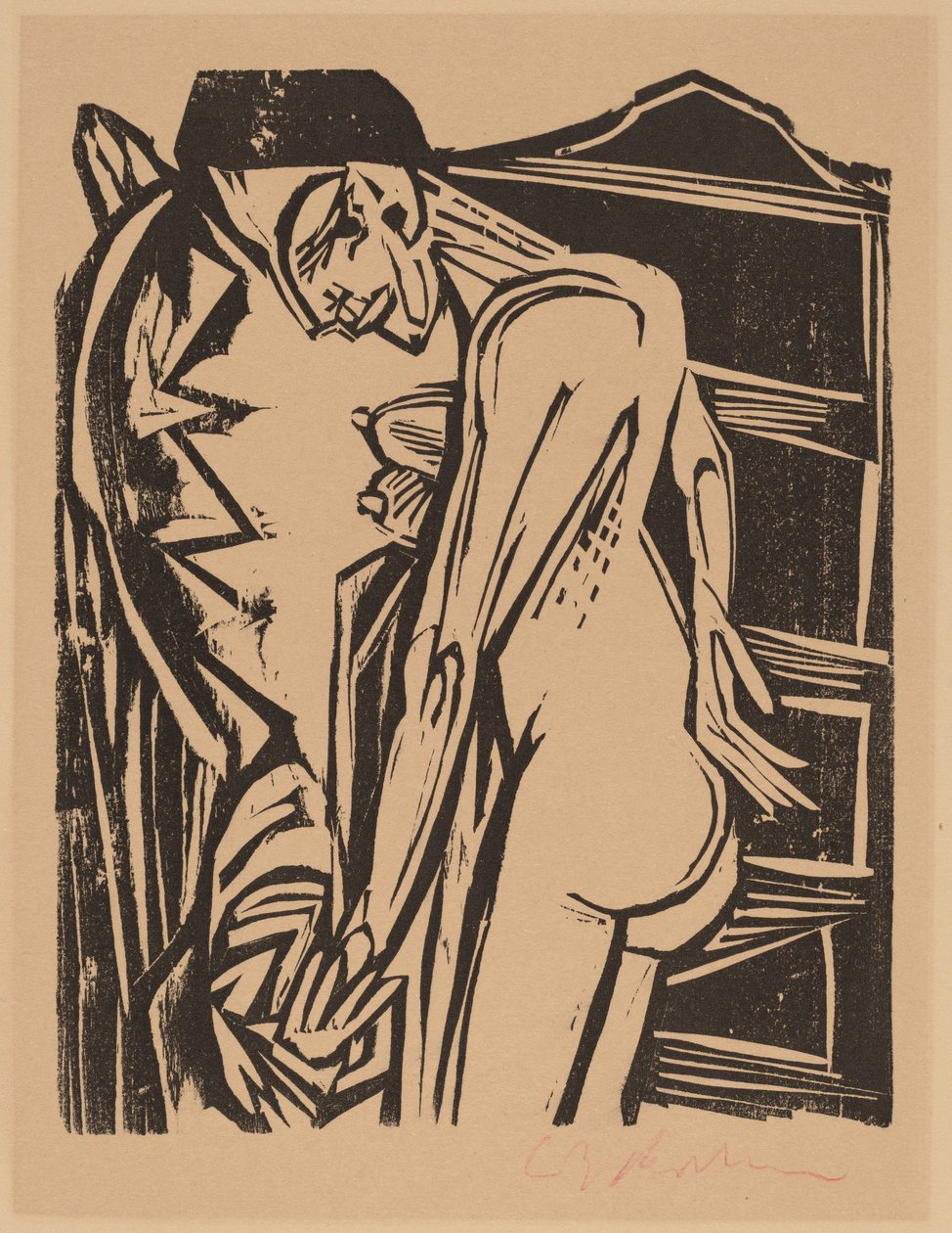 Akt kobiecy przed gabinetem, 1916. autorstwa Ernst Ludwig Kirchner