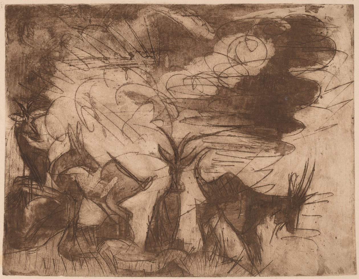 Kozy i Chmury, 1919. autorstwa Ernst Ludwig Kirchner