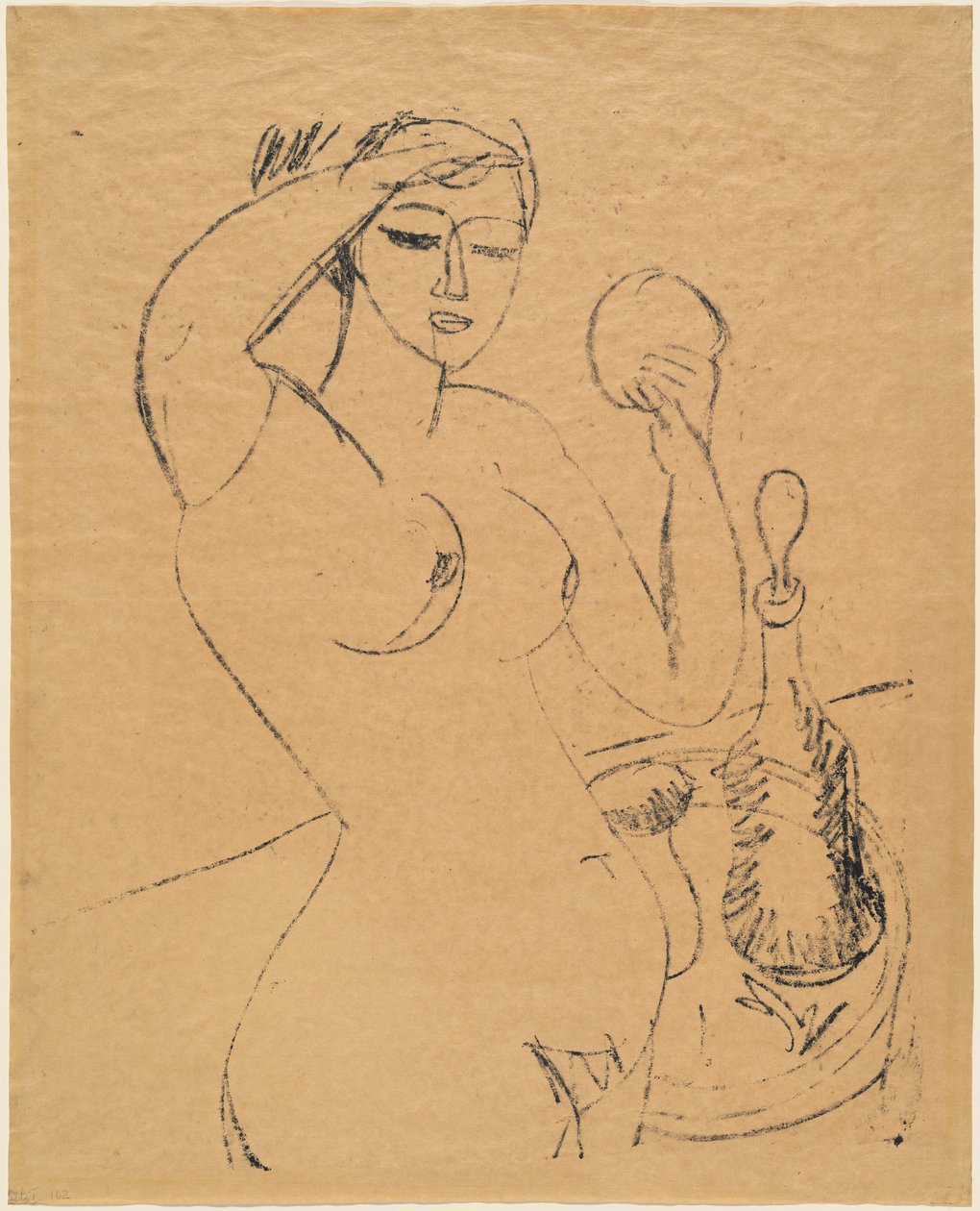 Naga dziewczyna w toalecie, 1912. autorstwa Ernst Ludwig Kirchner